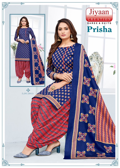 Jiyaan Prisha Vol-1 Cotton Designer Printed Patiyala Dress Material